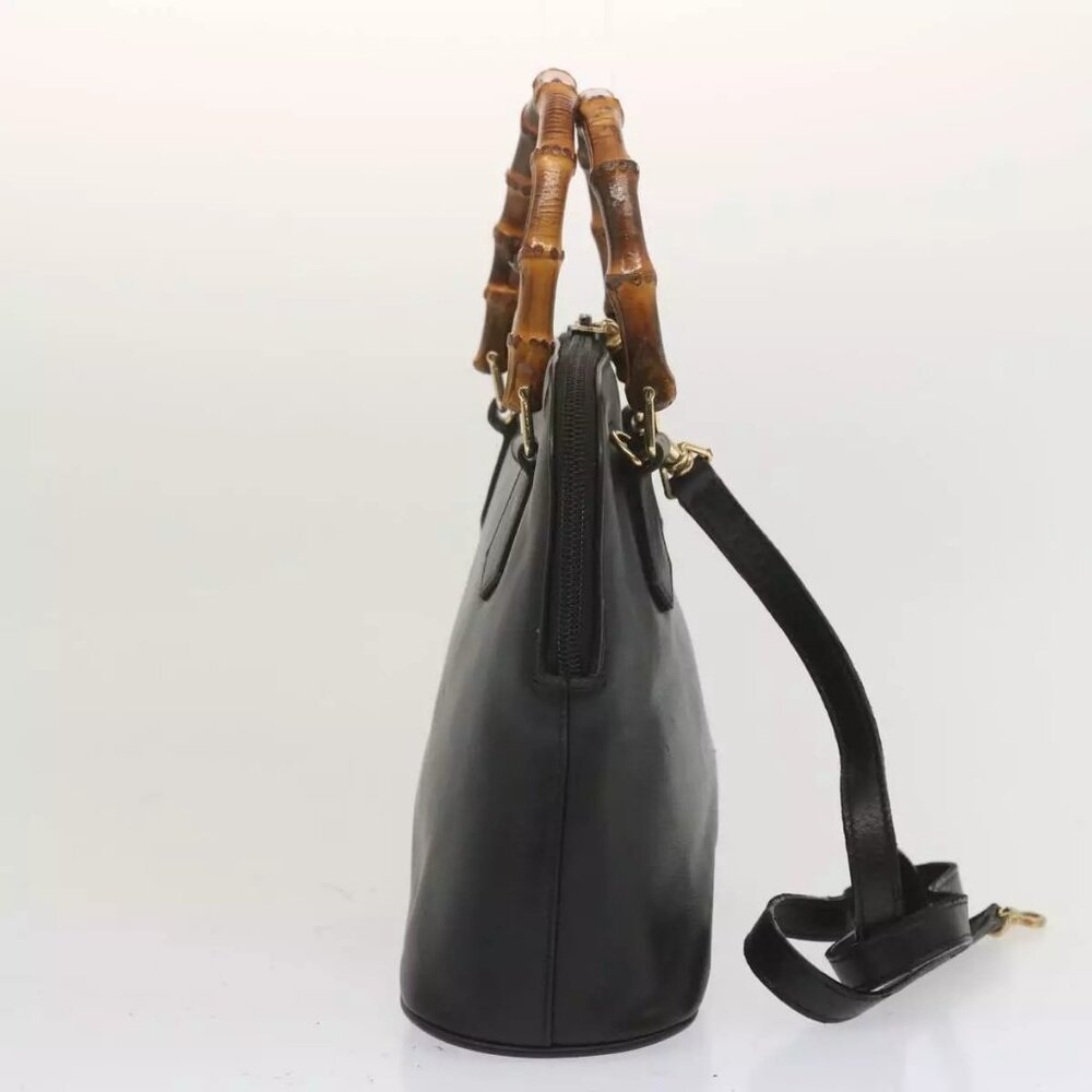 GUCCI Bamboo Hand Bag Leather 2way Black - Picture 6 of 15